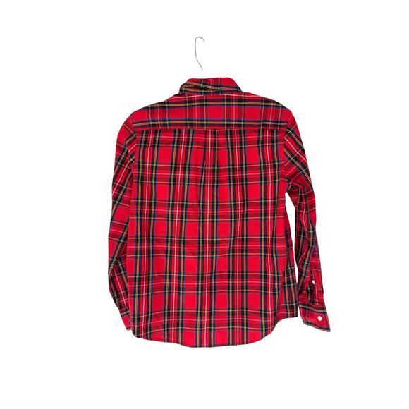 J.Crew Crewcuts Boys Shirt Red Tartan Plaid Holiday Long Sleeve Button Down 12 - Picture 8 of 11